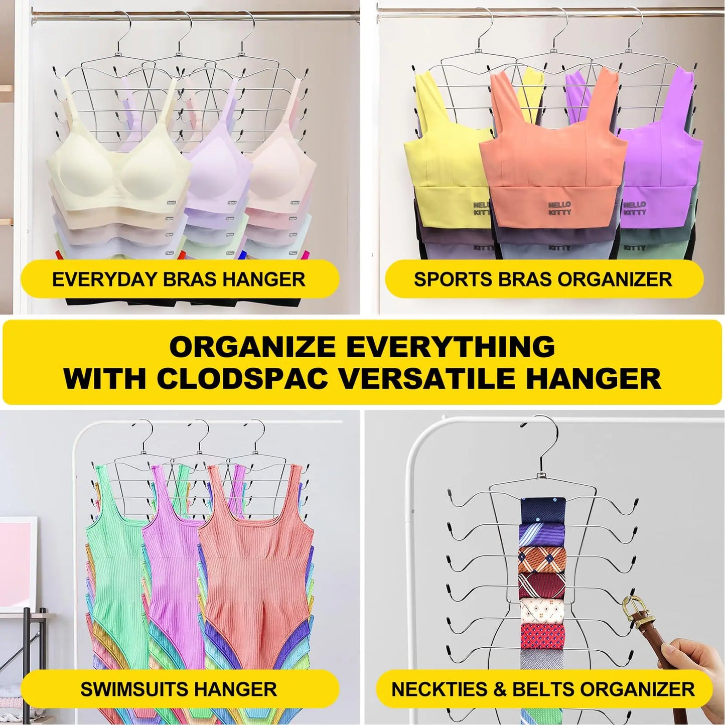 1 Pack Closet Organizer,8 Tier Tank-Top-Hanger,Hangers for Clothes Bra-Hangers-Space-Saving,Apartment Closet Organizer System