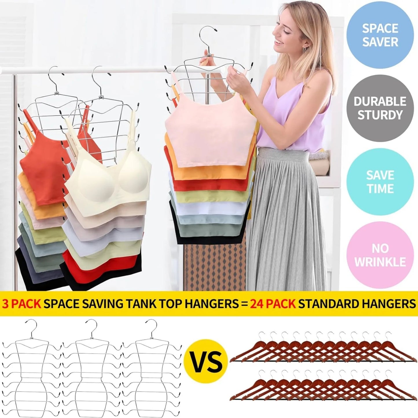 1 Pack Closet Organizer,8 Tier Tank-Top-Hanger,Hangers for Clothes Bra-Hangers-Space-Saving,Apartment Closet Organizer System