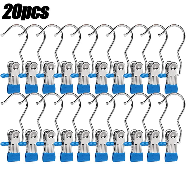 5-30pcs Stainless Steel Clothespins Laundry Clothes Pegs Hook Portable Hanging Clothes Clip Wardrobe Clothes Organizer Hanger