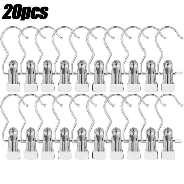 5-30pcs Stainless Steel Clothespins Laundry Clothes Pegs Hook Portable Hanging Clothes Clip Wardrobe Clothes Organizer Hanger