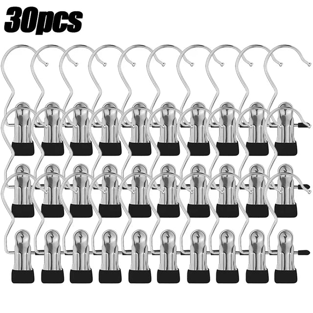 5-30pcs Stainless Steel Clothespins Laundry Clothes Pegs Hook Portable Hanging Clothes Clip Wardrobe Clothes Organizer Hanger