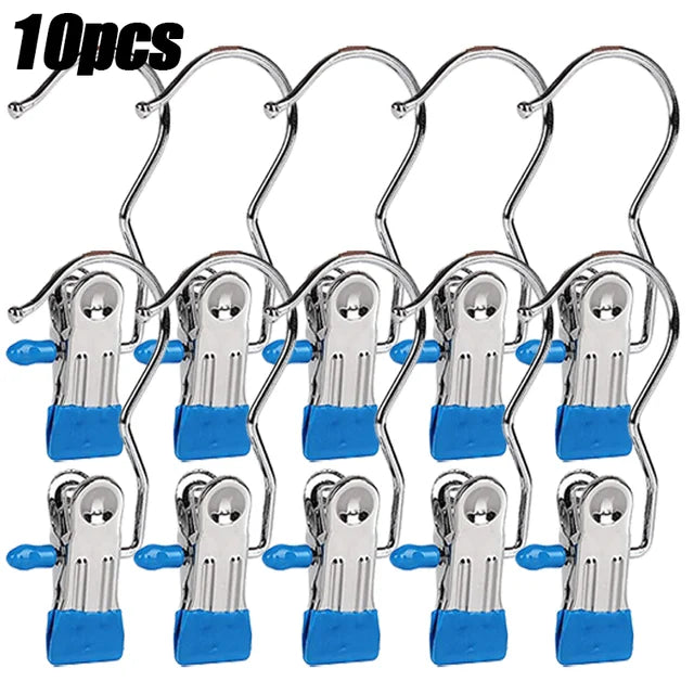 5-30pcs Stainless Steel Clothespins Laundry Clothes Pegs Hook Portable Hanging Clothes Clip Wardrobe Clothes Organizer Hanger