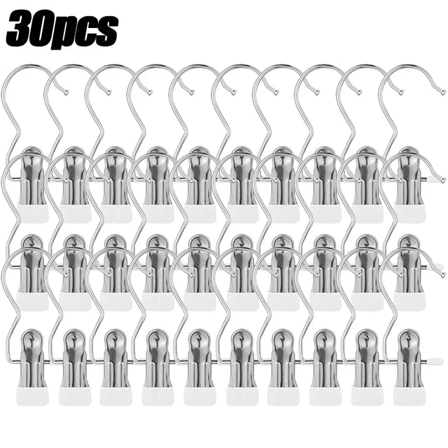 5-30pcs Stainless Steel Clothespins Laundry Clothes Pegs Hook Portable Hanging Clothes Clip Wardrobe Clothes Organizer Hanger