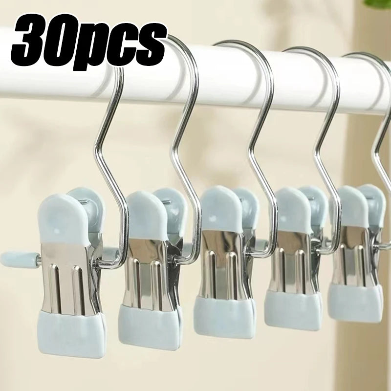 5-30pcs Stainless Steel Clothespins Laundry Clothes Pegs Hook Portable Hanging Clothes Clip Wardrobe Clothes Organizer Hanger