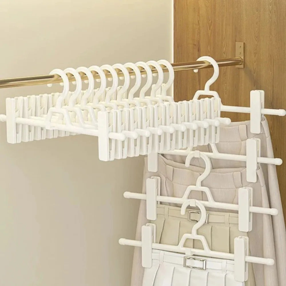 5PCS Non-Slip Skirt Peg Hanger New Adjustable Portable Save Space Hangers Wardrobe Organizer Household