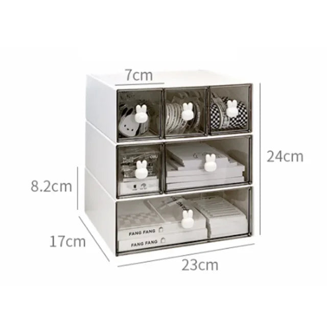 Kawaii Ins Organizer Desktop Drawer Free Combination Storage Box Plastic Hairpin Makeup Cosmetics Desk Storage Organizer Rack