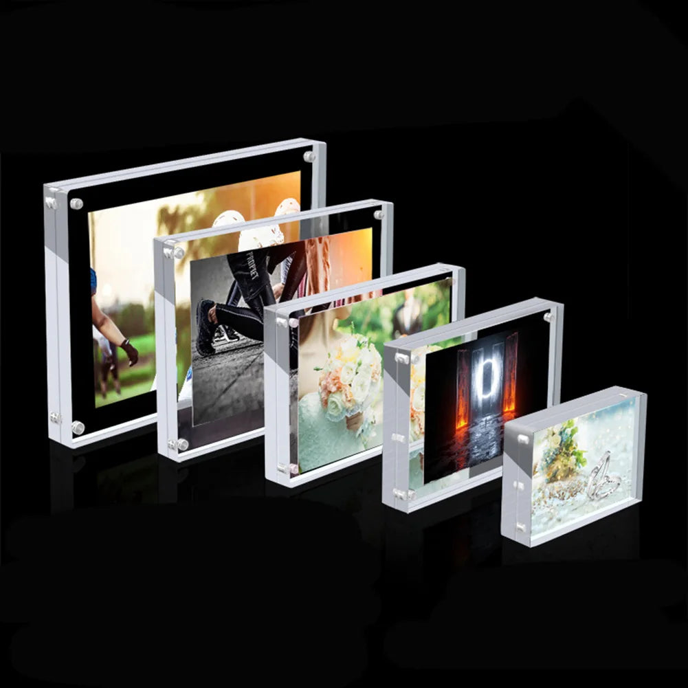 Transparent Acrylic Picture Frame Magnetic Picture Photo Poster Photocard Protection Holder Decor Photo Rack Desktop Ornament