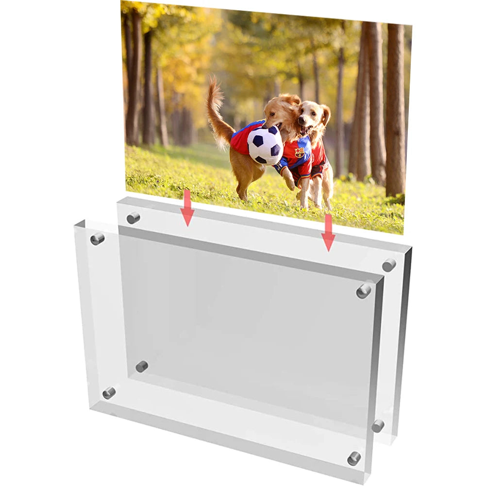 Transparent Acrylic Picture Frame Magnetic Picture Photo Poster Photocard Protection Holder Decor Photo Rack Desktop Ornament