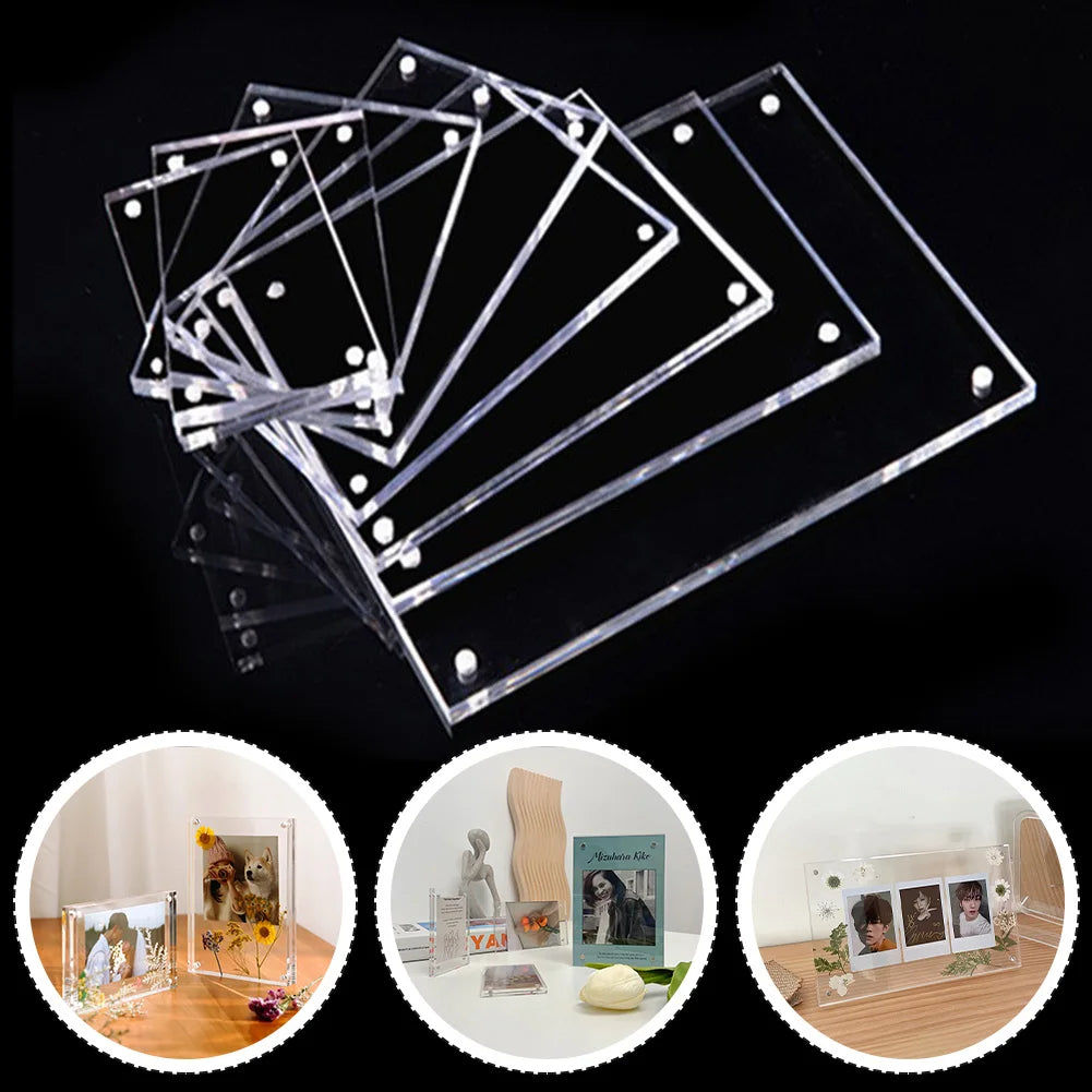 Transparent Acrylic Picture Frame Magnetic Picture Photo Poster Photocard Protection Holder Decor Photo Rack Desktop Ornament