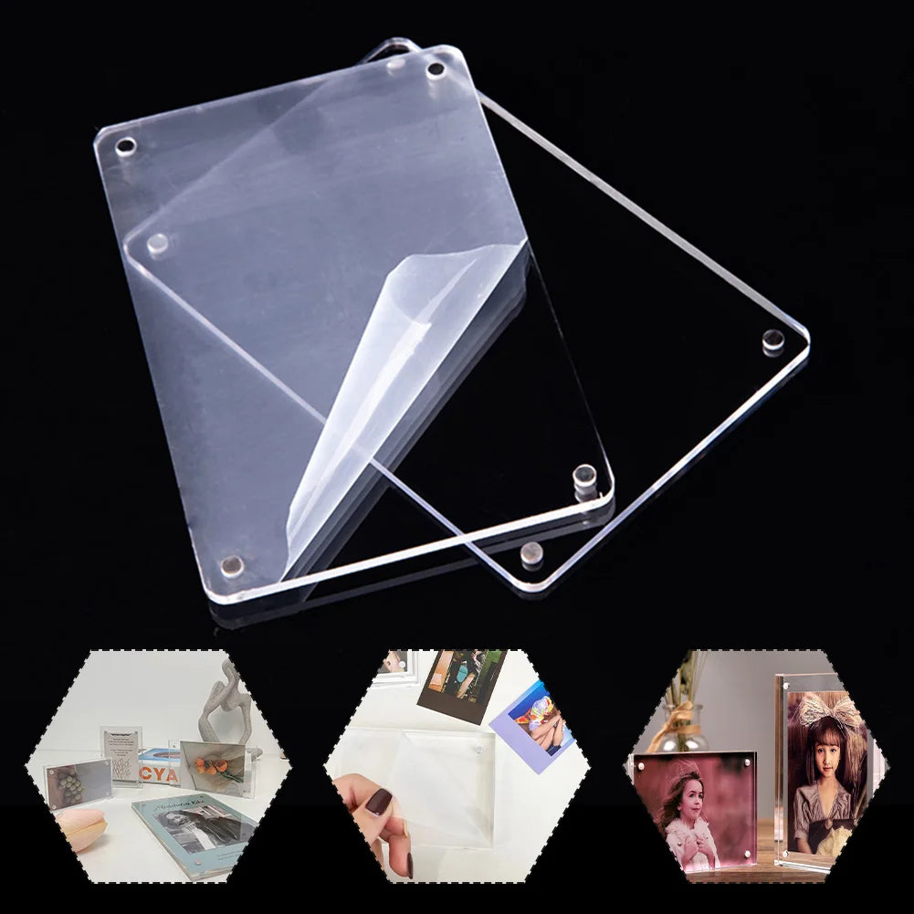 Transparent Acrylic Picture Frame Magnetic Picture Photo Poster Photocard Protection Holder Decor Photo Rack Desktop Ornament