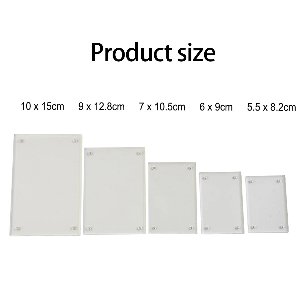 Transparent Acrylic Picture Frame Magnetic Picture Photo Poster Photocard Protection Holder Decor Photo Rack Desktop Ornament