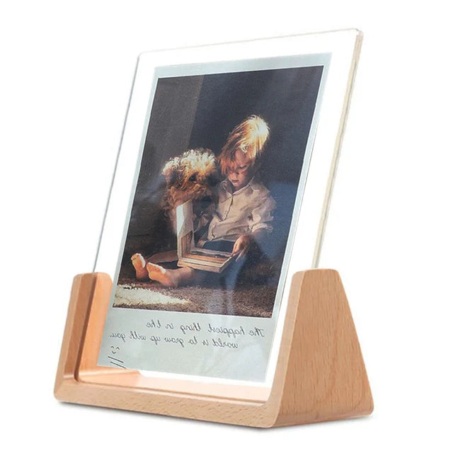 Walnut/Beech Creative Photo Frame Set Acrylic U Shape Transparent Frame 10X15 13X18 15X20 20X25cm Desktop Wood Pictures Frame